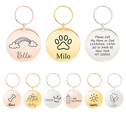 Personalized Dogs Cats ID Tags Pet Collar Coin Charm Lovely Symbols Dog Name Collar Accessories Father's Day Gift Custom Engraved Products for Extra Small Dog Anti-Lost Pet -AID-C-S