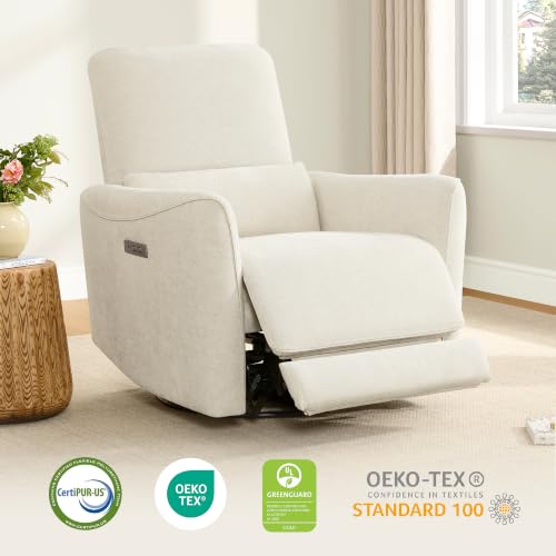 Image of CHITA Power Swivel Glider Recliner Chair, Tall-Wide, Linen | FSC Certified Upholstery Rocking Chair, Lumbar Support, Reclining Chair for Living Room / Nursery
