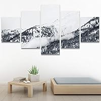 SIGNWIN 5 Panel Canvas Wall Art Monochromatic Mountains for Home Decorations Ready to Hang - 60