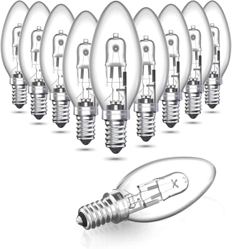 Luxvista 10 Pack Halogen-Glühbirnen, 42W E14 Kerze, Dimmbare Kleine...