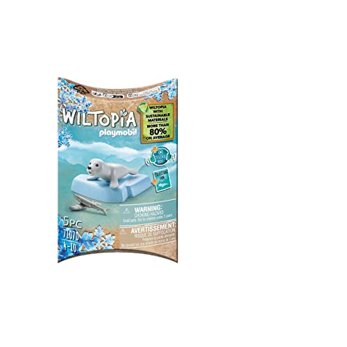 PLAYMOBIL WILTOPIA 71070 Junger Seehund aus nachhaltigem Material inklusive vielen Zubehör und Tier-Sammelkarte mit QR…