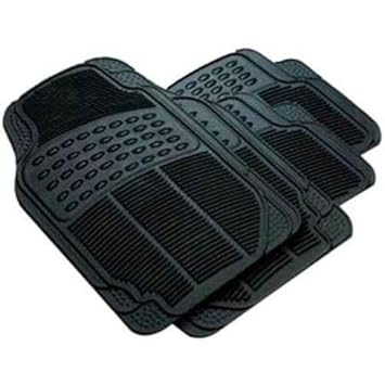 JAINFAM (Non Slip) 4-Piece Full Set Ridged Heavy Duty Rubber Floor Mat (Black) for Honda City Ivtec
