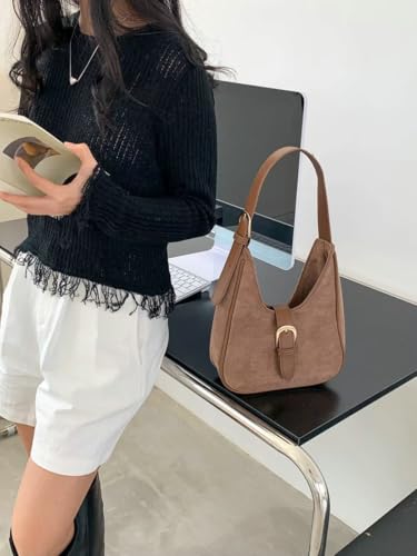 Bolso Retro de Gamuza para Mujer de Hombro, Café miniatura 3