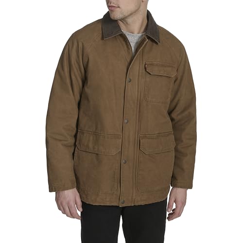 Levi's Men's Cotton Barn Jacket with Corduroy Collar, Brown Canvas