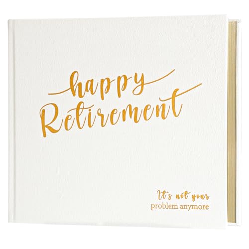 Lankaiva Happy Retirement Guest Book Keepsake Photo Album & Memory Book for Retirement Party Farewell Signing Gift for Colleagues Friends Women and Men White
