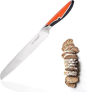 TJ POP Bread Knife, 8" Serrated Bread Knife for Homemade Bread with German High Carbon Steel Blade, Professional Ultra Sharp Kitchen Knife with Comfortable Grip Non-Slip Handle