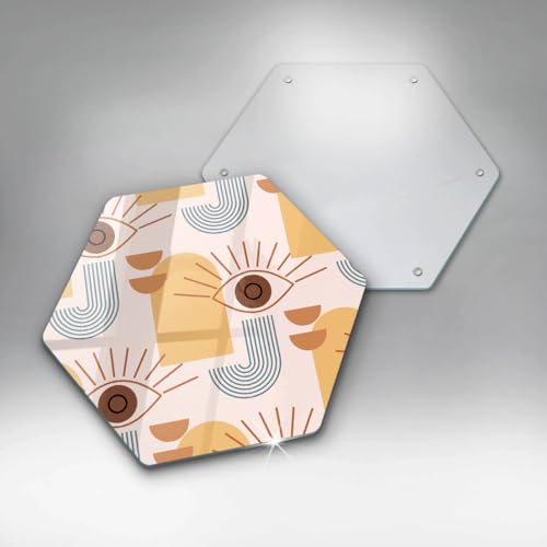 Planche à Découper Induction Verre 40cm Protection Plaque Cuisson Hectagonale Boho - 6