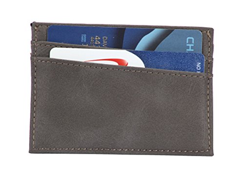 1 Voice 1VW16_29 The Force RFID Blocking 100% Leather Card Holder, Grey