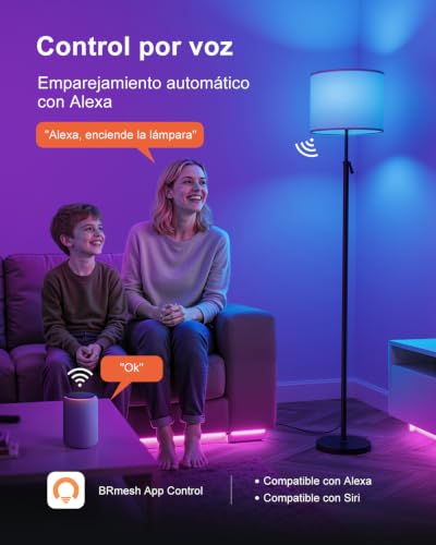 Controla tu ambiente con esta lámpara RGB. Ajusta la altura fácilmente para leer o trabajar donde prefieras. Elige entre 16 millones de colores y sincroniza la luz con tu música. Disfruta de un ambiente perfecto con control por voz y app.