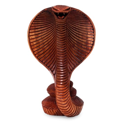 Estatua serpiente cobra de madera tallada 9.75 in