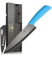 YUSOTAN 8"-Ceramic Chef Knife Ceramic Knife Sharp Ceramic Kitchen Knife with Cover and Blue Handl...