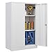 CNANXU Metal Storage Cabinet with Locking Doors and 2 Adjustable Shelves, Small Lockable Storage Cabinets with Lock for Garage Home Office and All The Places You Need (White)