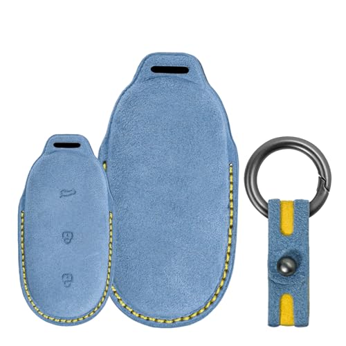 Coque de clé en daim pour Li Auto L7 L8 L9 | Protection premium en cuir retourné bleu