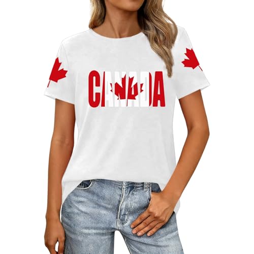 Image of Graphic T-Shirt for Summer Casual Wear Comfortable Short Sleeve Crew Neck Shirt with Patriotic Print, White, 3XL