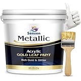 Gold Paint 35 Fl Oz Metallic Liquid Gold Leaf Paint Rich Golds Paint for Metal, Wood, Canvas, Appliance, Furniture, Clay DIY & Art Handcrafts Fast Drying Acrylic Metallic Finish Artwork & Home Décor
