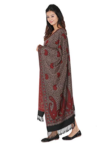 Image of KRITI Paisley Design Woollen Beige Color Shawl For Women