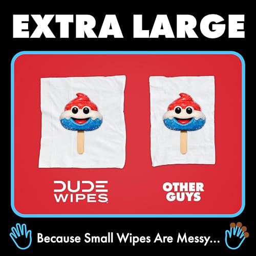 Image of DUDE Wipes Poopsicle Flushable Wipes - Ice Pop Scented Extra-Large Adult Wet Wipes - 3 Pack (144 Count) - Infused with Vitamin E and Aloe - Septic and Sewer Safe