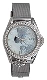 Disney MN2093 Women's Minnie Mouse Crystal Accented Charm MOP Dial Mesh Band Watch