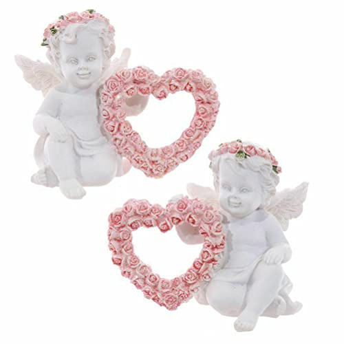 Set De 2 Pequeñas Figuras De Querubines Ángeles Decorativos