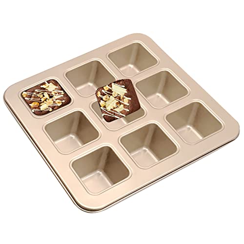 Molde para Brownie Bandeja para Hornear Brownie Pan Blondie Molde para Pasteles Antiadherente Molde Cuadrado para Tartas Pan Pequeño de Acero al Carbono para 9 Brownie Mini Pan de Chocolate Muffin Cover