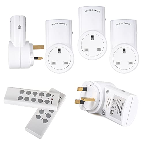 Rayinblue 5 Pack Remote Control Sockets Wireless Switch Mains UK Plug AC Power Outlet