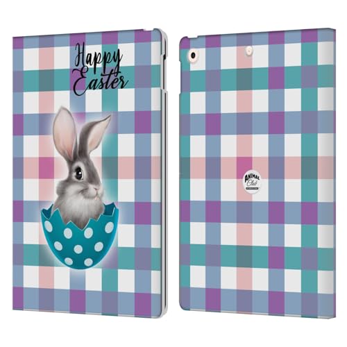 Étui portefeuille en cuir iPad 10.2 avec design lapin de Pâques élégant