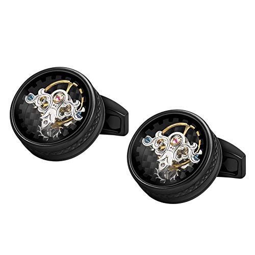 MERIT OCEAN Mechanical Cufflinks for Men - Luxury Men's Cufflinks, Steampunk Watch Movement Shape, Partial Shaking and Movable Gears for Wedding Anniversary Business Shirt Father's Day