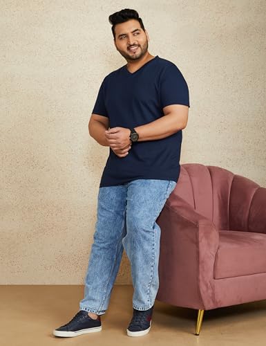 Image of Amazon Brand - Symbol Men Solid Cotton T Shirt | Plain | V Neck | Half Sleeve - Regular Fit | Combo Pack of 3 (Available in Plus Sizes)