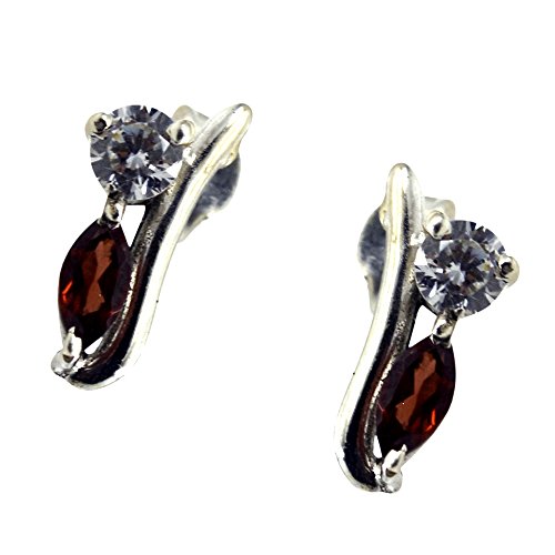 Boucles d'oreilles grenat réel en argent 925 fait main au style antique