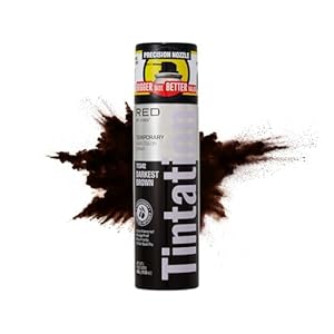 RED by Kiss Tintation Temporary Hair Color Spray, Extra Large Size, Instant Gray Root Cover Up, Water-Resistant, Smudge-Proof, Hairline & Barber Touch-Up, Quick Dry (Darkest Brown, 11.5 OZ)