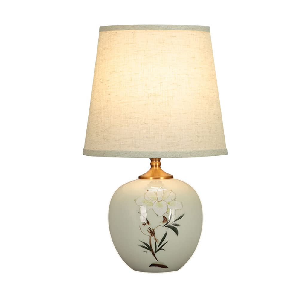 SGKOMN Modern Minimalist Ceramic Table Lamp Table Lamps Chinese Pastoral Desk Nightstand Table Lamp Hotel Decoration Desk Light