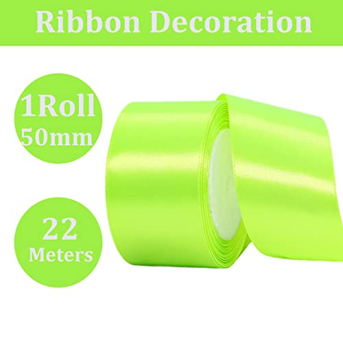 Thick Bright Green Ribbon 50mm for Gift Wrapping 22M - Image 2