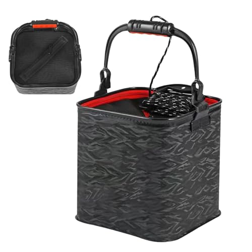 Cubo portátil para cebo de pescado, cubo de agua con cuerda, lavabo estable, organizador de equipo de pesca, organizador de aparejos de pesca, el mejor cubo de pesca con cuerda de agua de 13 l, cubo