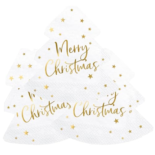 Tourima Servietten Weihnachten 16 Stück, Weihnachtsservietten Gold...