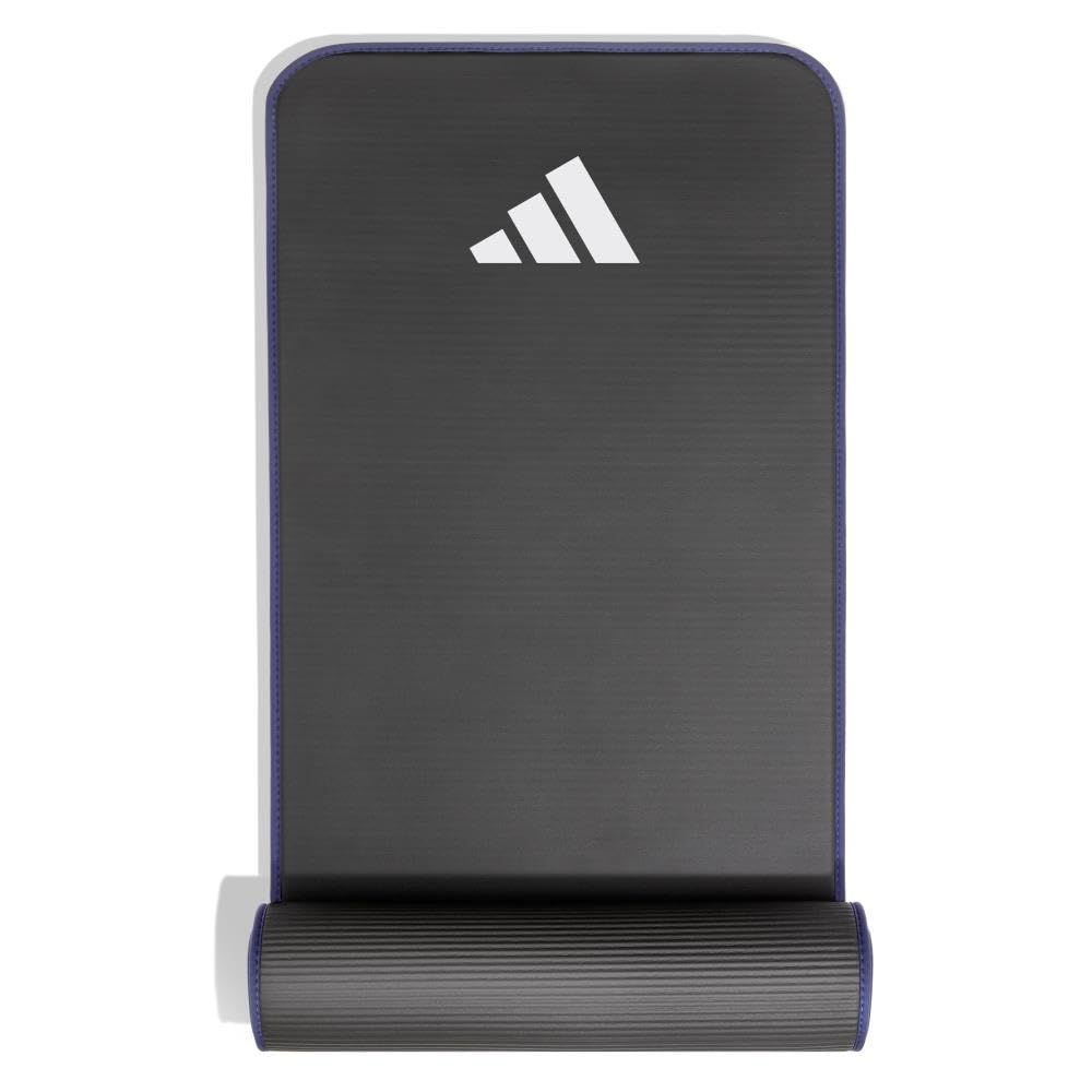 adidas 10mm Extra Thick Training Mat with Carrying Strap and Non-Slip Textured Base - Cushioned Workout Mat for Home Gym, Floor Workouts, and Intense Exercises - Portable and Durable