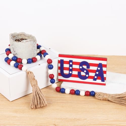 4thofjulywoodbeadsgarlandindependencedaytieredtraydecorationsfarmhousebeadgarlandwithtasselsformemorialdaydecoration Urban Country Home Decor 4th of july wood beads garland independence day tiered tray decorations farmhouse bead garland with tassels for memorial day decoration urban country home decor