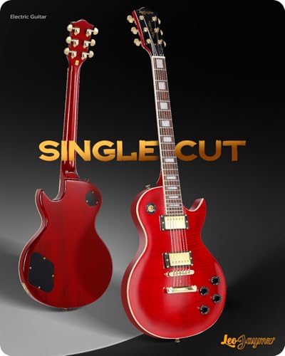 Image of Leo Jaymz SC Series Electric Guitar - Mahogany Body, Laurel Fingerboard, Dual Humbuckers, Tune-O-Matic Bridge, C Neck, 18:1 Tuners (Red)