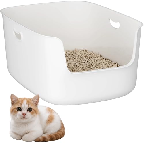 Arenero para gato blanco plástico 22.8x15x8.7 pulgadas miniatura 1