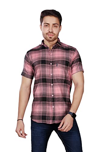 Image of BRUCEWANE Men's 100% Cotton Half Sleeve Shirt