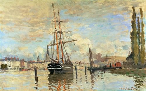 Tableau impressions d'art mural La Seine à Rouen Claude Monet poster de décoration 60x90cm