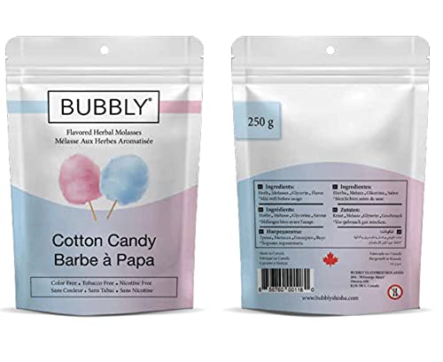 Bubbly Shisha Flavors â€“ 250 g Herbal Hookah Flavors â€“ Fresh and Long-Lasting Shisha Hookah Flavors â€“ No-Tobacco Shisha Molasses â€“ Ideal for Home, Bar, Pub (Cotton Candy)