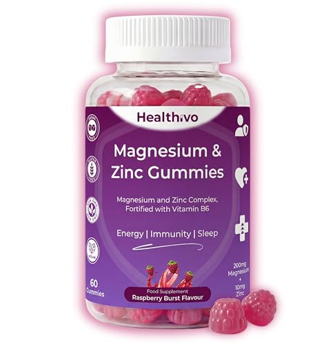 Healthivo Magnesium Gummies with Zinc 60 Vegan Gummies Sugar Free