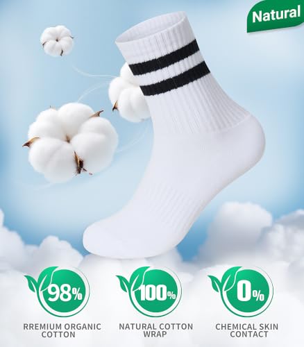 Brula Womens 98% Cotton Cushioned Crew Striped Retro Socks - Image 3