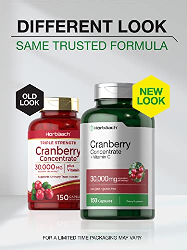 Cranberry Concentrate Extract + Vitamin C | 30,000mg | 150 Capsules | Triple Strength Ultimate Potency Formula | Non-GMO and Gluten Free Cranberry Pills Supplement | by Horbaach - Image 4