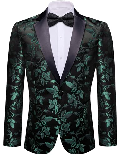 Image of Barry. Wang Men's Sport Coats & Blazers Flower Suit Jacket 1 Button Paisley Tuxedo Mardi Gras Carnival Parade Gift