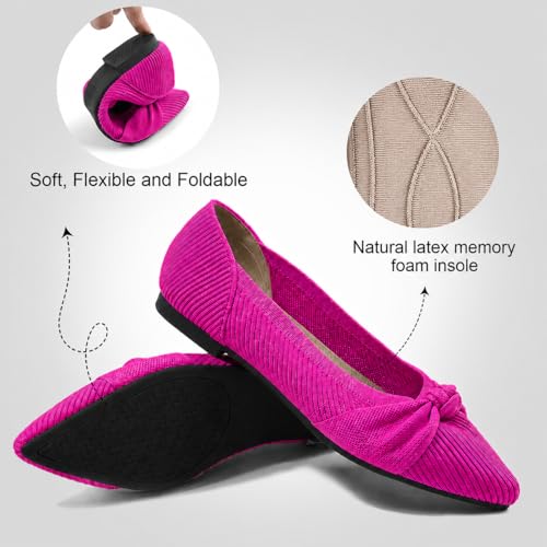 Image of TINGRISE Women's Flats Shoes Comfortable Dressy Pointed Toe Knit Washable Ballet Flat