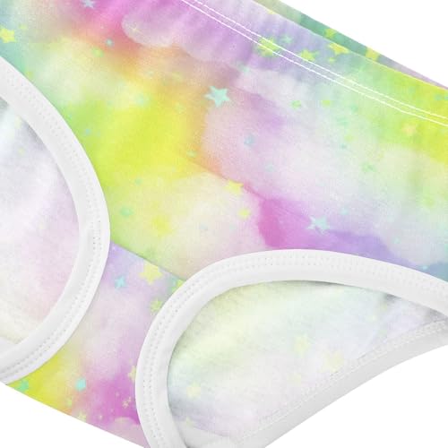 Joisal Cotton Girls Underwear Toddler Pastel Rainbow Gradient Stars Panties Little Girl Fun Print Kids Briefs Undies 2t4