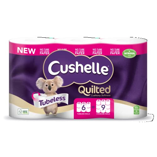 Cushelle Quilted Tubeless Toilet Tissue 6 Equals 9 Regular Rolls 9 Count