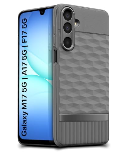 Image of WOW IMAGINE Back Cover for Samsung Galaxy M17 5G | A17 5G | F17 5G with Hexa Cube Design | Ultra Slim Soft Rubberised Case | Inner Velvet Fabric | Flexible Mobile Case | Camera Protection - Grey