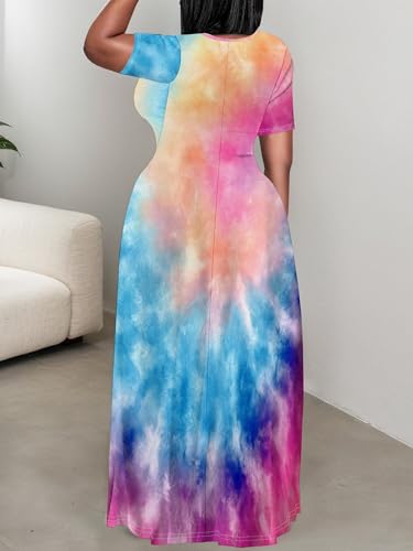 Image of SUZONANA Plus Size Dresses for Women Summer Casual Maxi Dress Short Sleeve Loose Vacation Dress